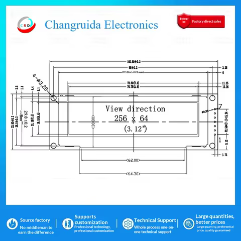 Tela OLED 3.12 SSD1322 256x64