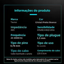 Fone de Ouvido Taurus HiFi KZ 8mm Thumbnail 6
