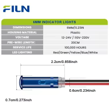 Lâmpadas LED Indicadoras IP67 6mm Thumbnail 2