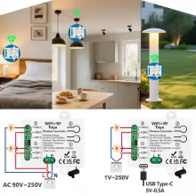 Interruptor Inteligente Tuya WiFi 433MHz com Controle Remoto Thumbnail 4