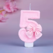 Velas de Aniversário Números 0-9 Rosa com Laço Thumbnail 5