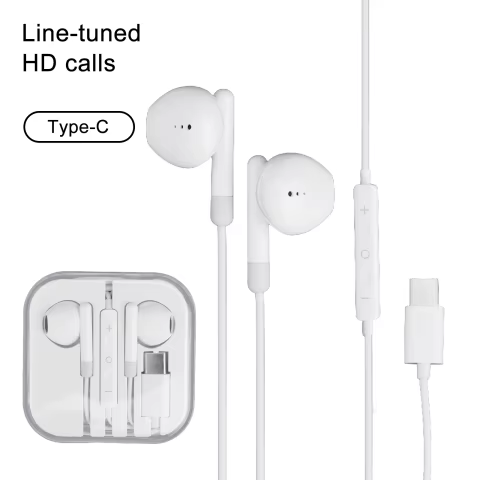 Fone de Ouvido Tipo C 3.5mm Transparente