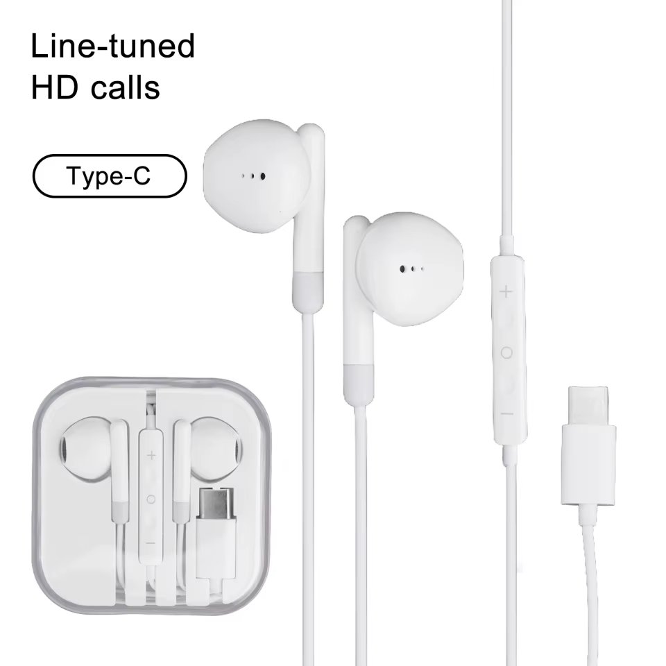 Fone de Ouvido Tipo C 3.5mm Transparente