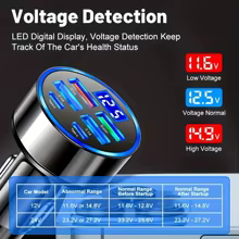 Carregador Carro 6 em 1 USB-C com Display Thumbnail 3