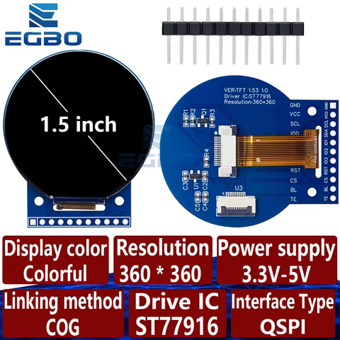Tela LCD TFT 1.53" Redonda
