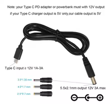 Cabo USB-C PD 12V com Adaptadores DC Thumbnail 2