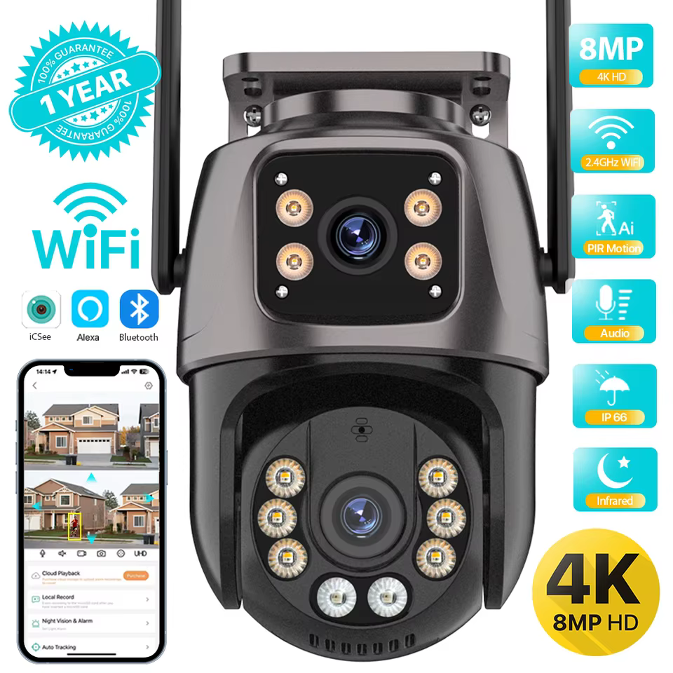 Câmera de Segurança PTZ 8MP Wi-Fi