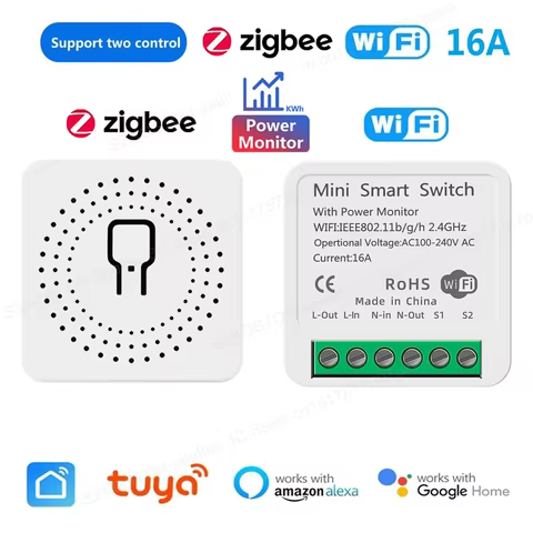 Interruptor Inteligente Zigbee WiFi Tuya 16A