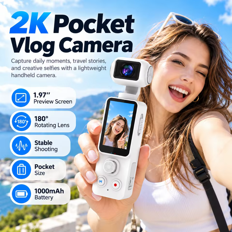 Câmera de Vlogging 2K
