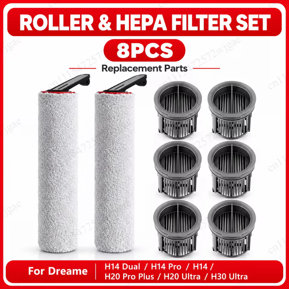 Kit Peças Aspirador Dreame H14/H20/H30 - 8 Escovas + Filtro HEPA