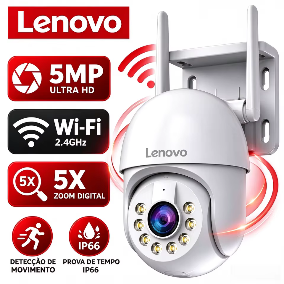 Câmera de Segurança Lenovo 5MP IP66