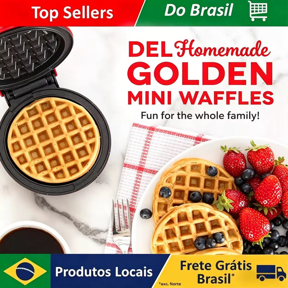 Mini Waffle Maker Elétrico