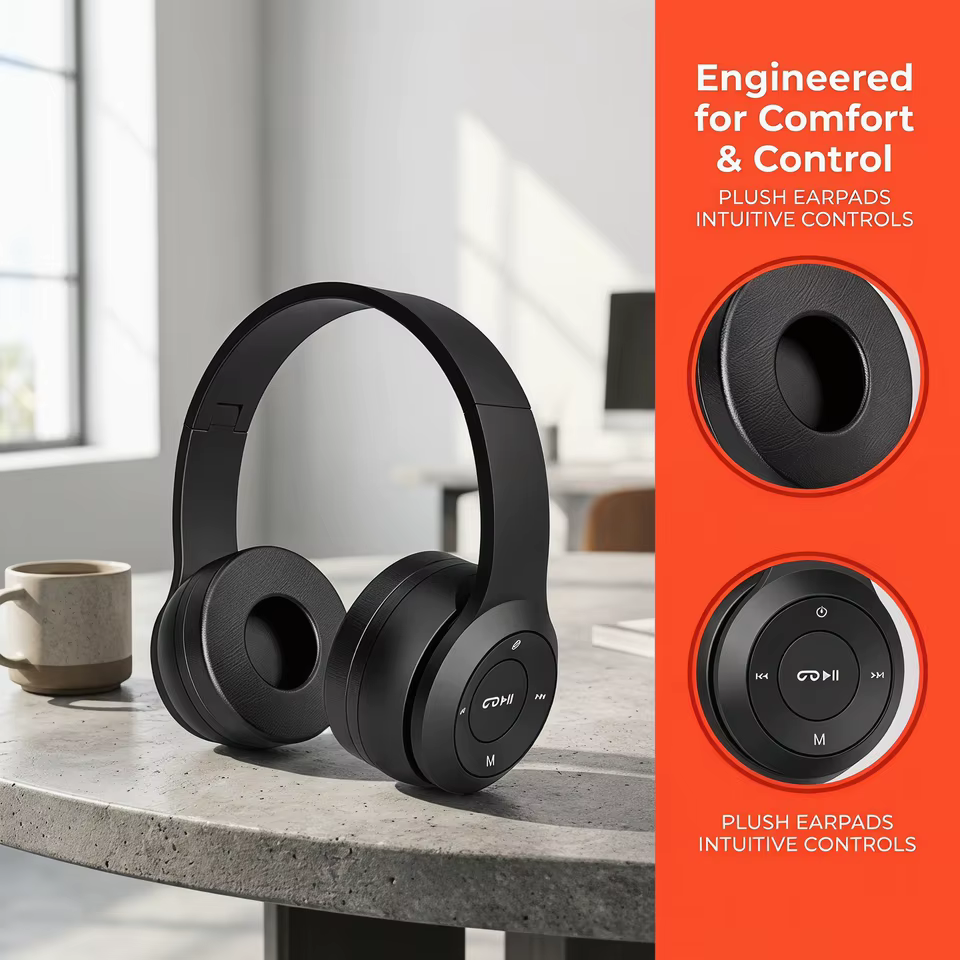Fone Bluetooth 5.0 Sem Fio Over-Ear