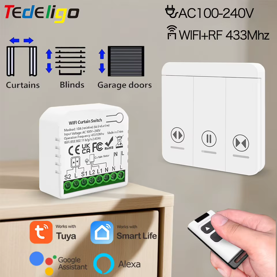 Módulo Inteligente para Cortinas Tuya 433MHz