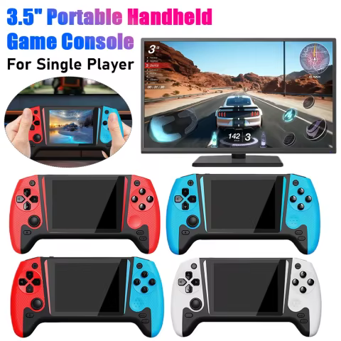 Console de jogos portátil com tela lcd de 3.5 polegadas, console de jogos de vídeo 1200mah 500 jogos para crianças e adultos, jogador único