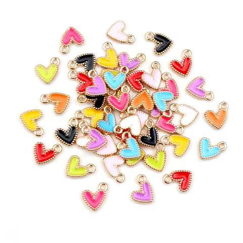 50 Pcs Charms de Coração Liga de Zinco