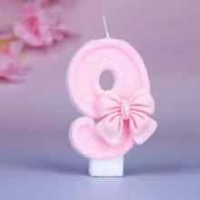 Velas de Aniversário Números 0-9 Rosa com Laço Thumbnail 3