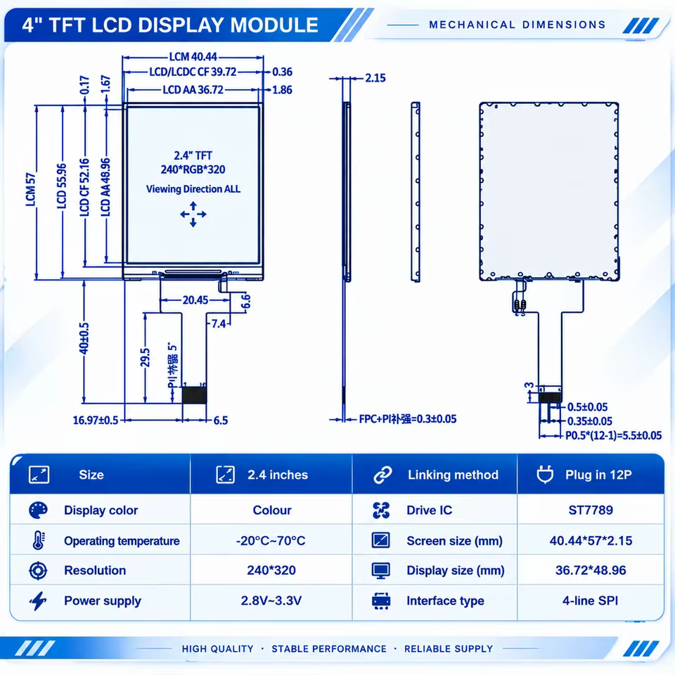 Módulo LCD 2.4" TFT