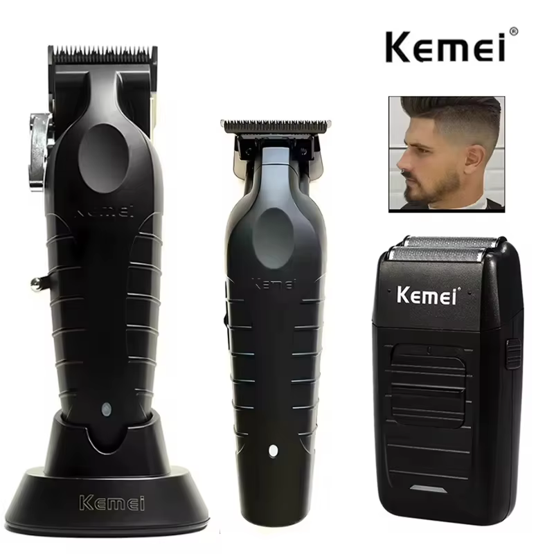 Kit Máquina de Cortar Cabelo Kemei Profissional