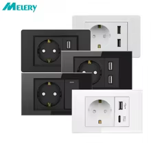Tomada Schuko EU Melery com USB Thumbnail 1