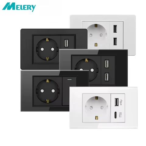 Tomada Schuko EU Melery com USB