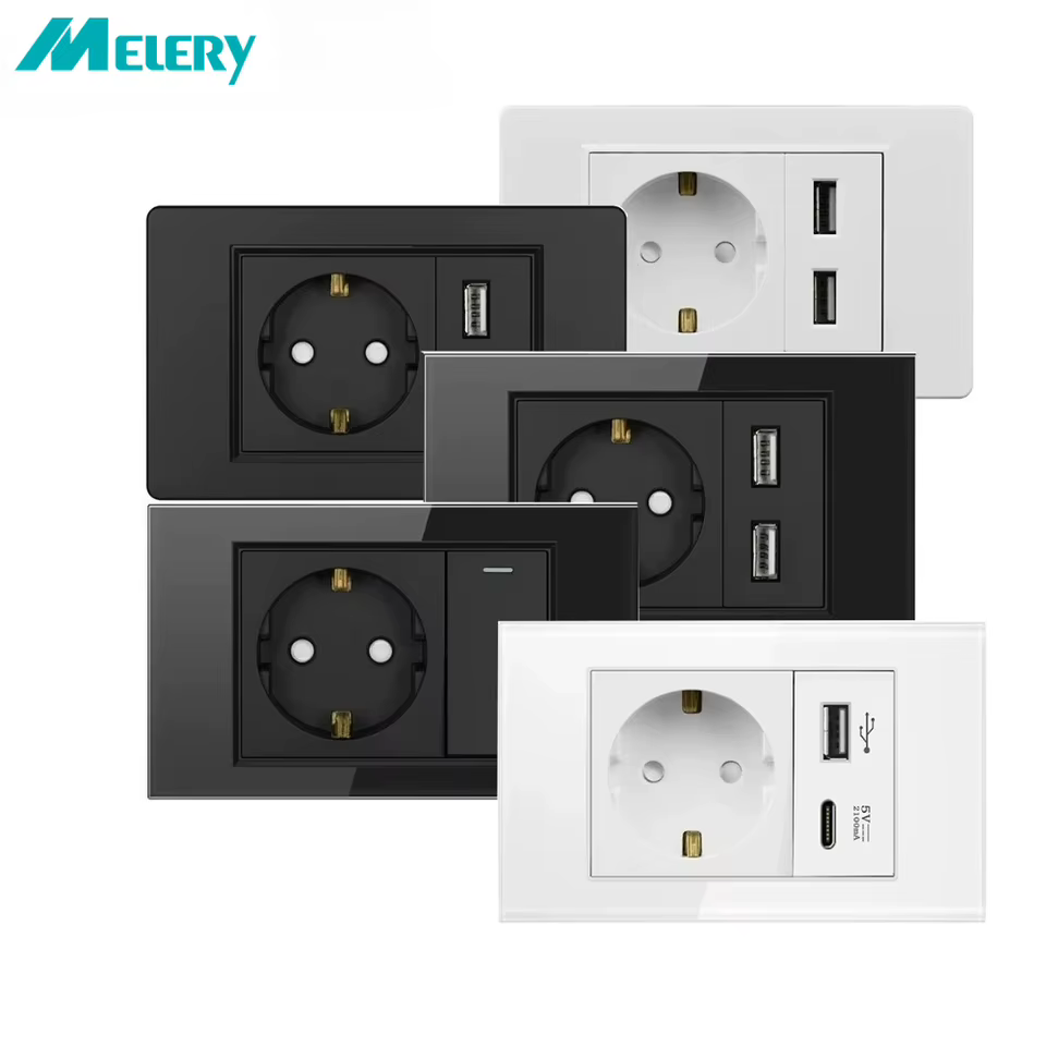 Tomada Schuko EU Melery com USB