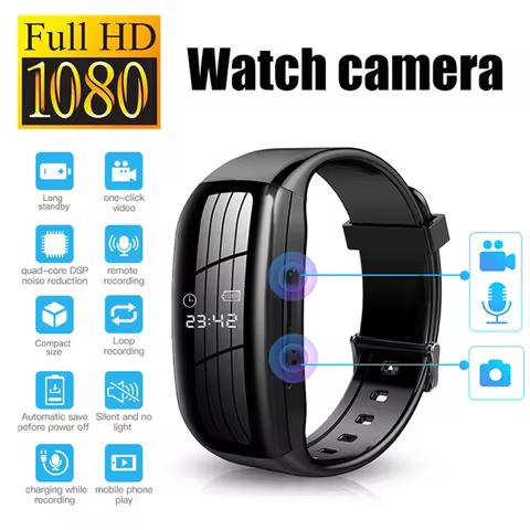 Câmera de Ação 1080p HD Relógio