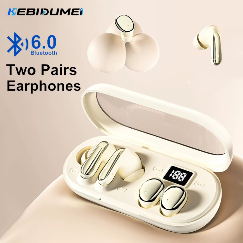 KEBIDUMEI Fones Bluetooth 6.0 2 Pares