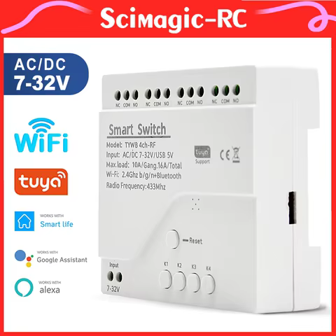 Interruptor Tuya 4CH WiFi + RF433