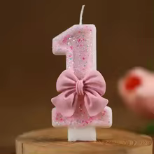 Vela de Aniversário Número Rosa Glitter Thumbnail 2