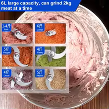Moedor de Carne Elétrico 6L Multifuncional Thumbnail 2