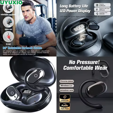 Fones Bluetooth Orelha Aberta LED