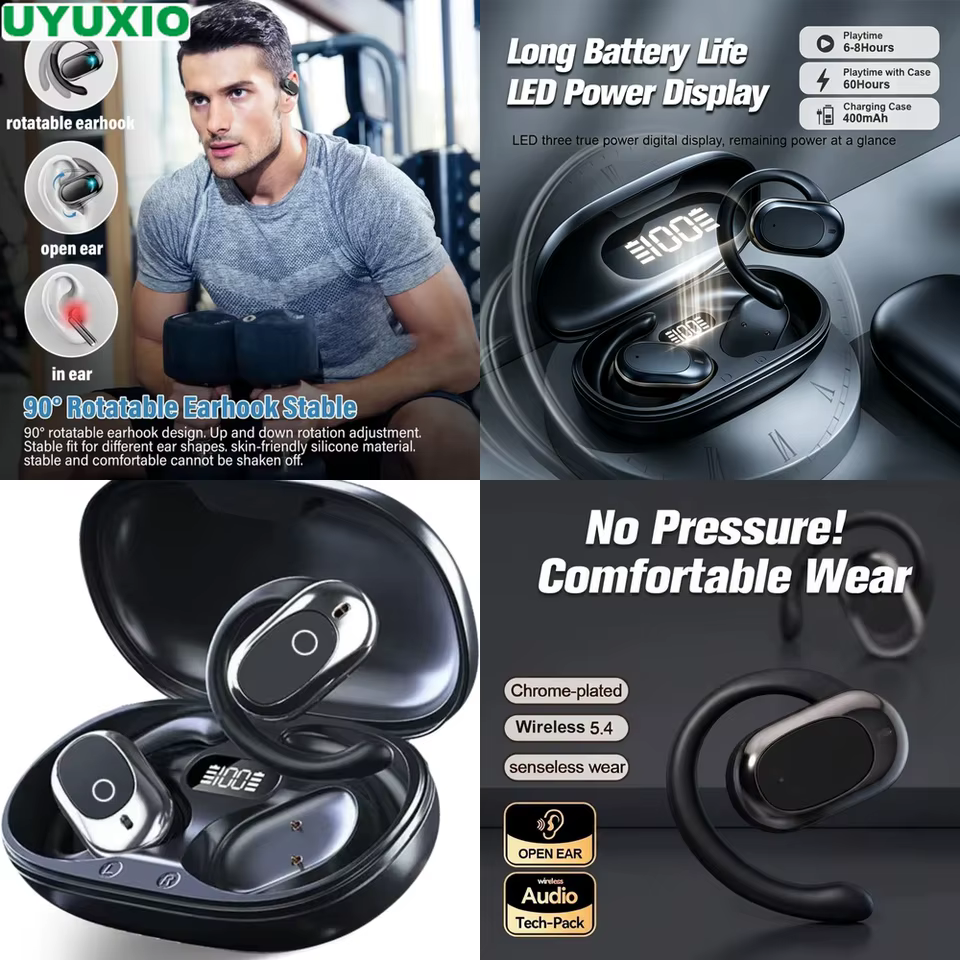 Fones Bluetooth Orelha Aberta LED
