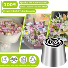 Bico de Confeiteiro Floral Rosa - Ponta Russa Thumbnail 4