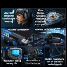 Xiberia K01s Fones Gamer Bluetooth 2.4Ghz Thumbnail 5