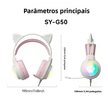 Headset Gamer SOYTO Rosa LED Thumbnail 6