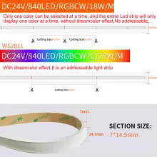 Fita LED COB RGB+CW 840 LEDs/m IP68 Thumbnail 2