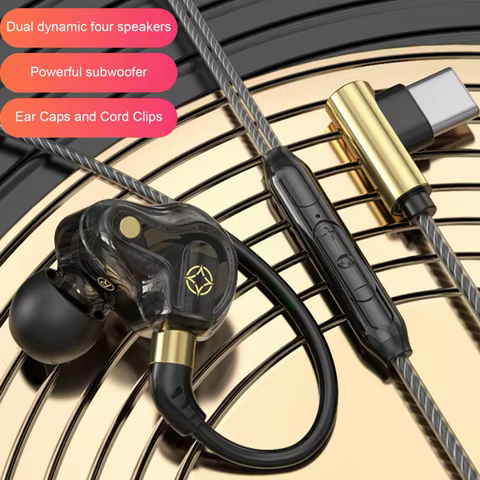 Fone de Ouvido com Fio Tipo C e 3.5mm