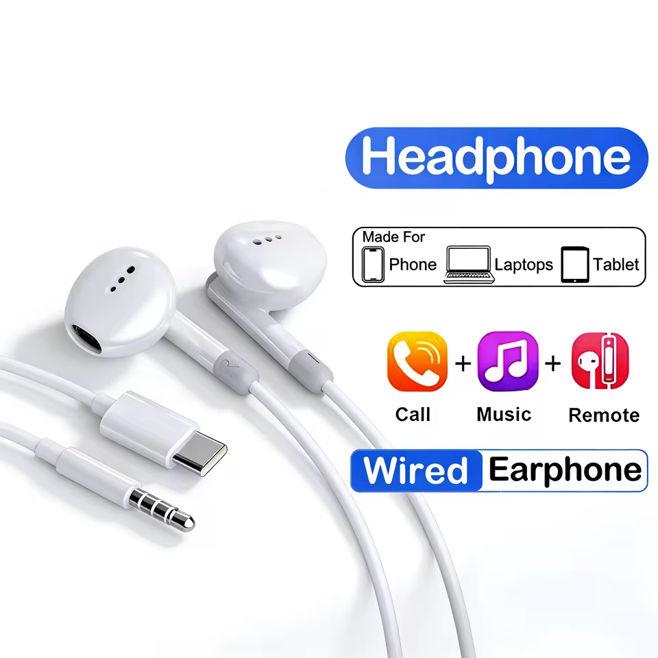 Fone de Ouvido com Fio Tipo C 3.5mm