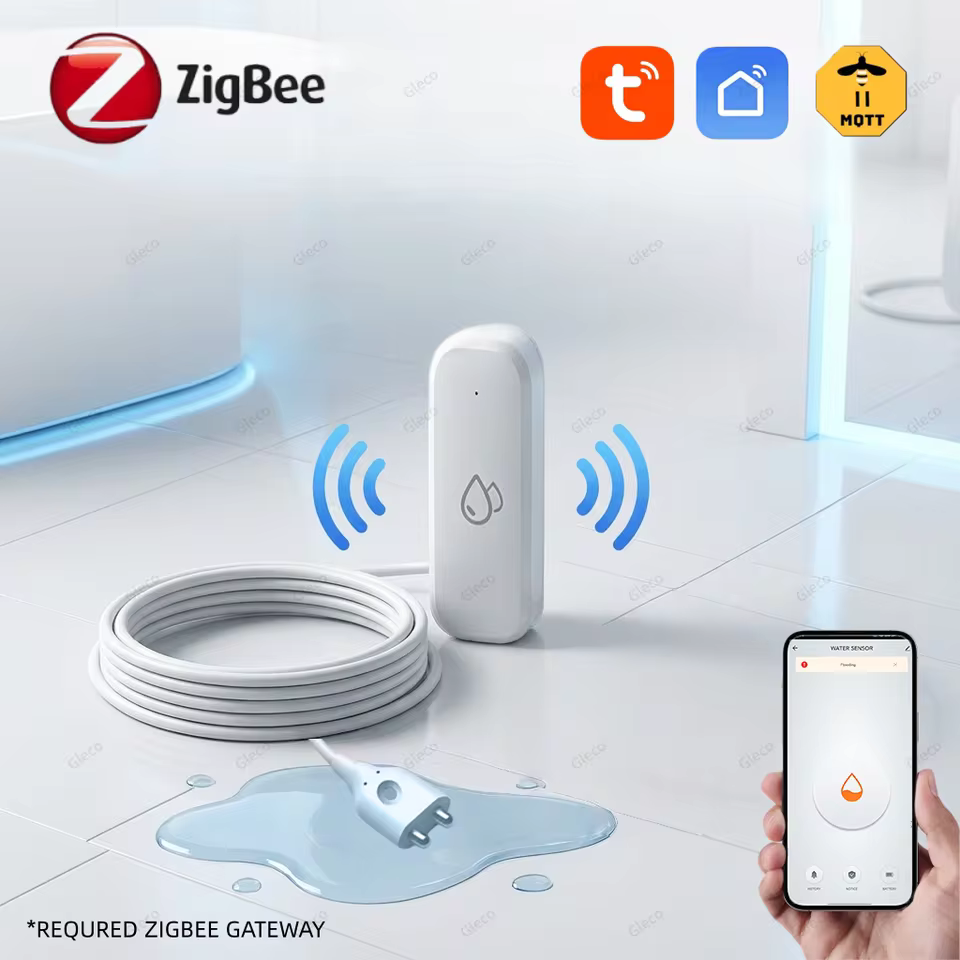 Sensor de Vazamento de Água Zigbee Tuya