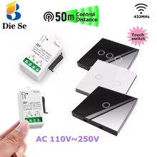 Interruptor Sem Fio Touch 86mm com Controle Remoto 433MHz Thumbnail 1