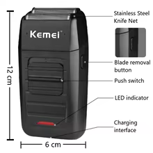 Barbeador Kemei KM-1102 Recarregável Thumbnail 5