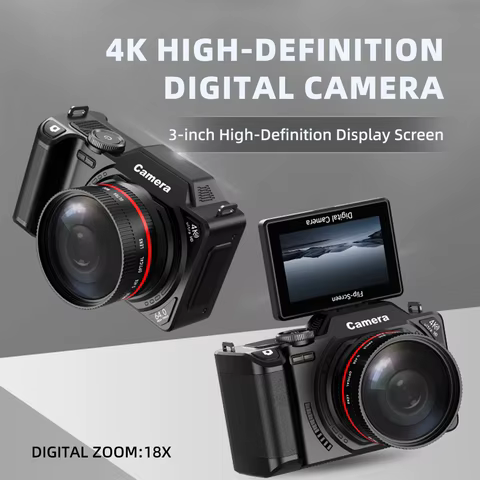 Câmera Digital 4K WiFi Tela Flip 18X Zoom