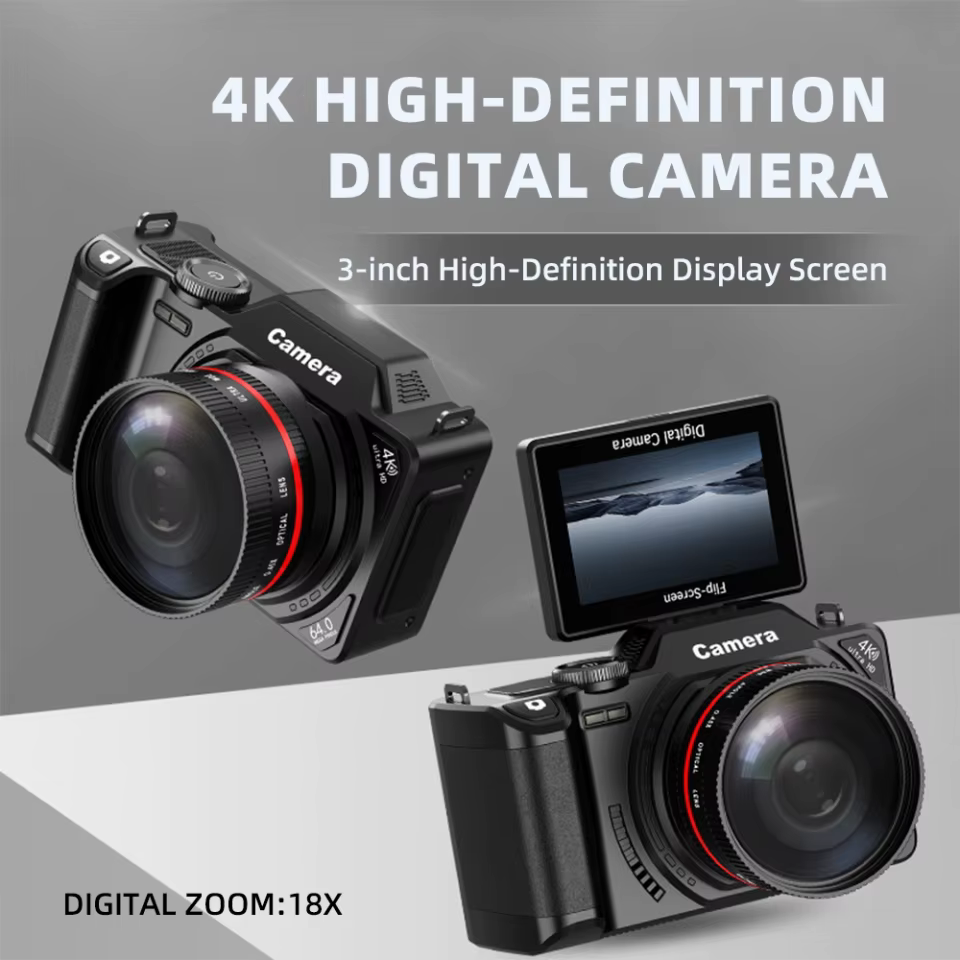 Câmera Digital 4K WiFi Tela Flip 18X Zoom