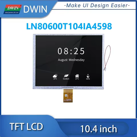 DWIN 10,4 polegadas 800x600 450nit RGB 60PIN TN TFT LCD Módulo de exibição Tela de toque resistiva