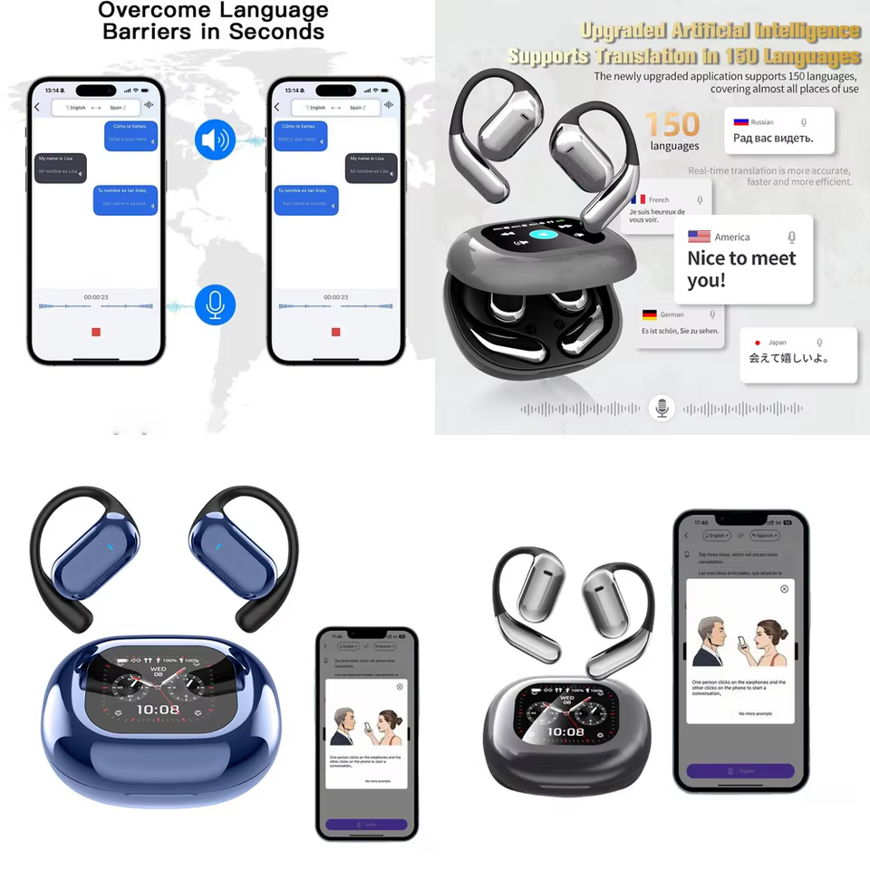 Fones Sem Fio BT 5.4 com LCD e Tradução IA