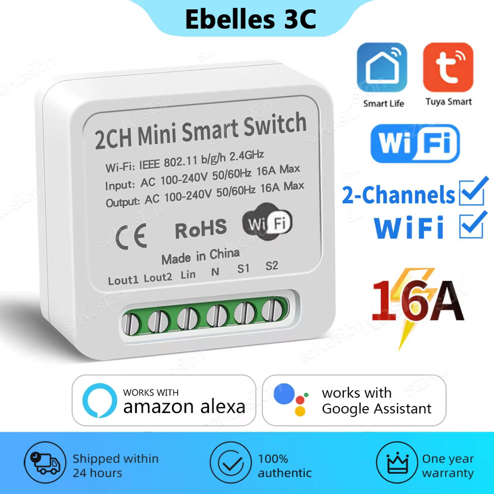 Interruptor Inteligente WiFi 2CH Tuya