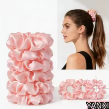 Scrunchies de Cetim Rosa - 1 a 100 Peças Thumbnail 2