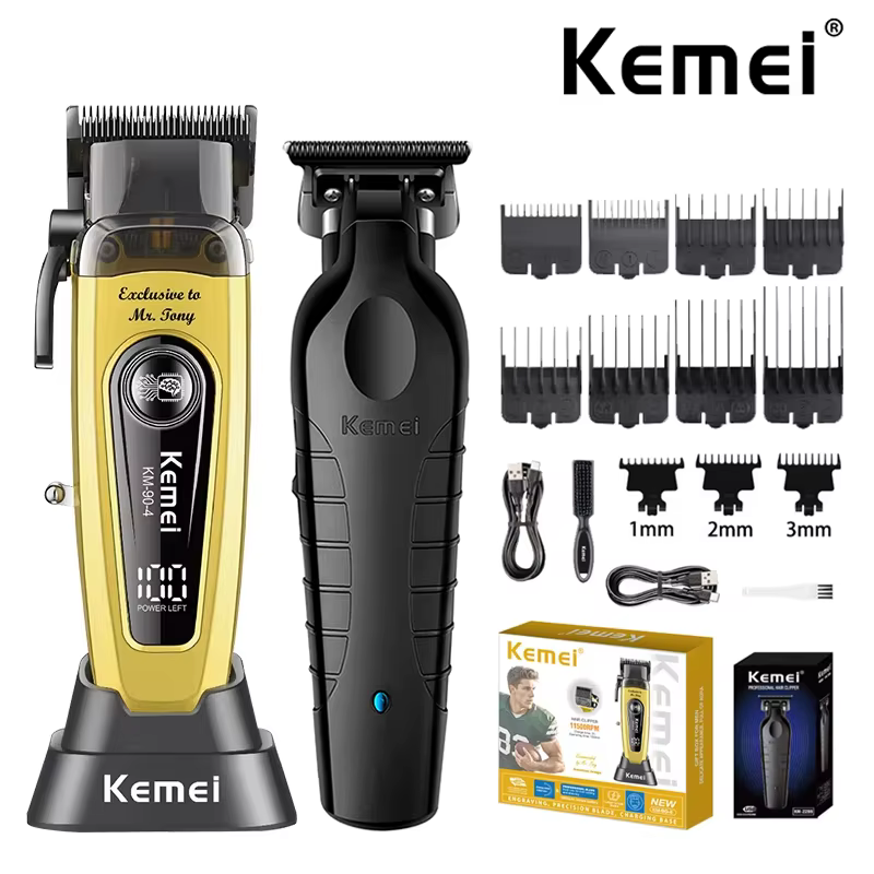 Máquina de Cortar Cabelo Kemei Profissional Kit