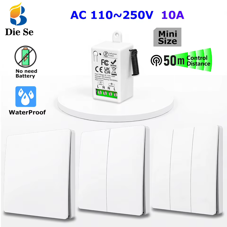 Interruptor Sem Fio 433MHz Autoalimentado
